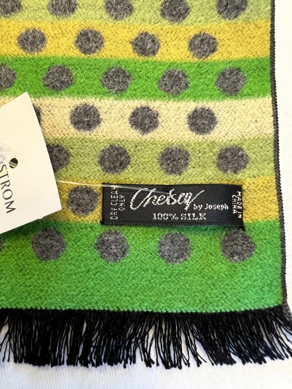 *FIRM PRICE* NWT - Chelsey by Joseph Reversible Silk Stripes and Polka Dot Scarf